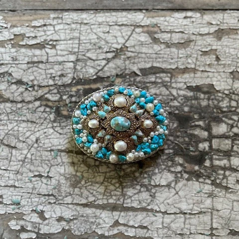 Turquoise and Pearl Buckle