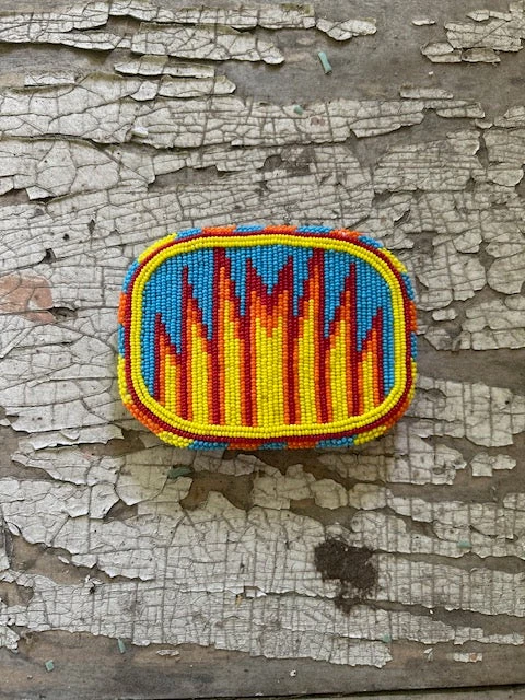 Native Hand Beaded Yellow Belt Buckle