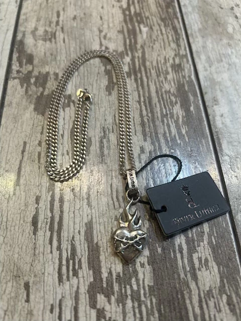 Flame Heart Sterling Silver Necklace