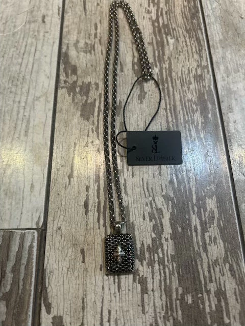 Black Spinel Cross Sterling Silver Necklace