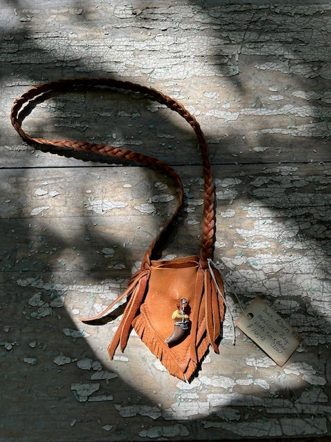Dark Acorn Medicine Bag w/ Black Bear Claw #228