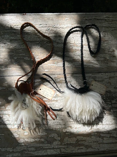 Black Medicine Bag w/ Lamb Wool #227