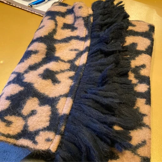 Cheetah Print w/ Black Fringe Scarf
