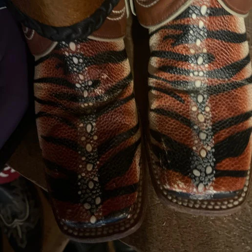 Canty Boots - Rust & Black Tiger Stingray (Size 8)
