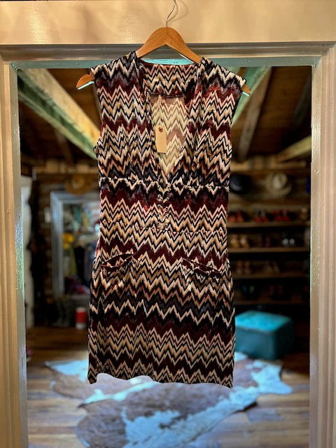 Chevron Velvet Lace Up Tunic Dress