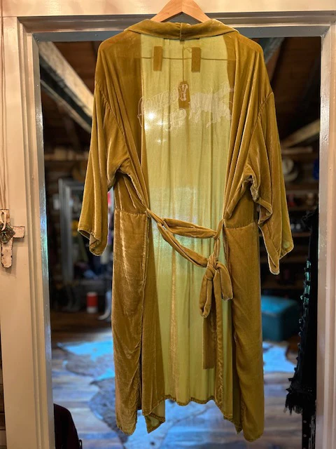 Chartreuse Velvet Cowboy Up Belted Kimono
