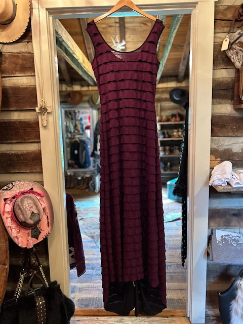 Burgundy Wavy Train Gown