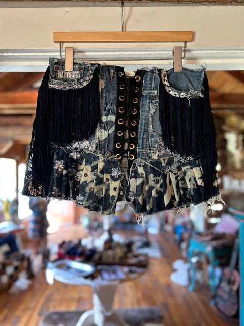 Denim Fringe Skirt
