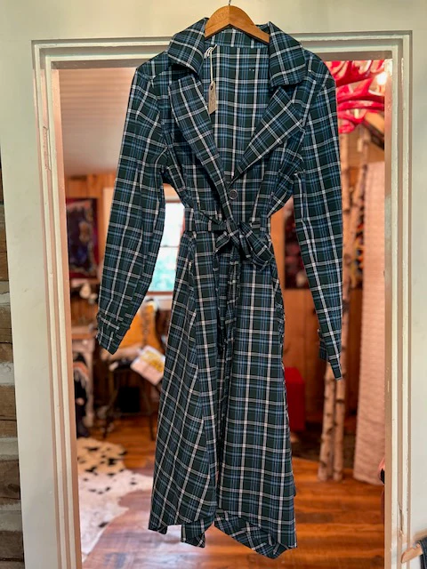 Blue Plaid Western Trench