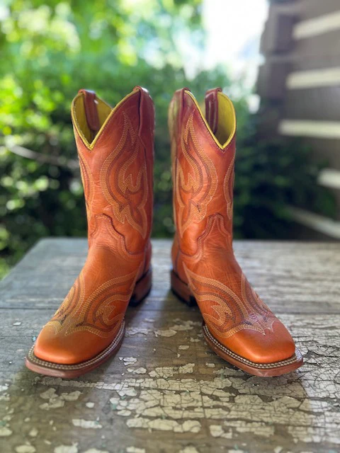 Planet Cowboy Kids 'Lil Orange Square Toe Boot