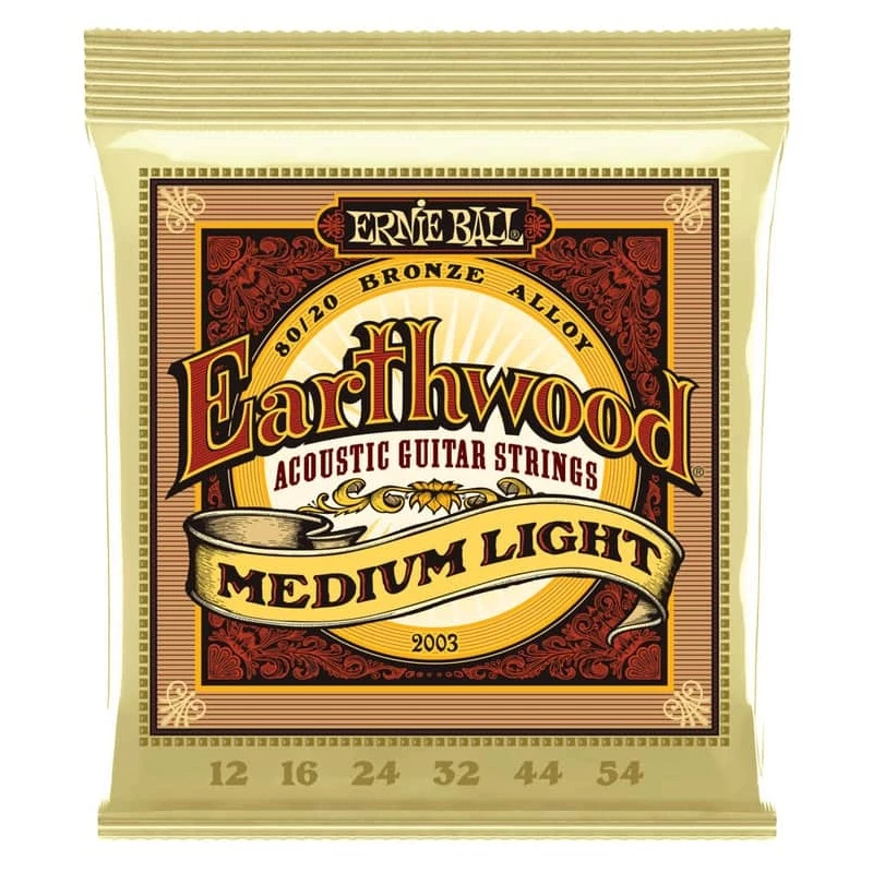 Ernie Ball 2003 MEDIUM LIGHT 12-54 EARTHWOOD 80/20 BRONZE ACOUSTIC GUITAR STRINGS
